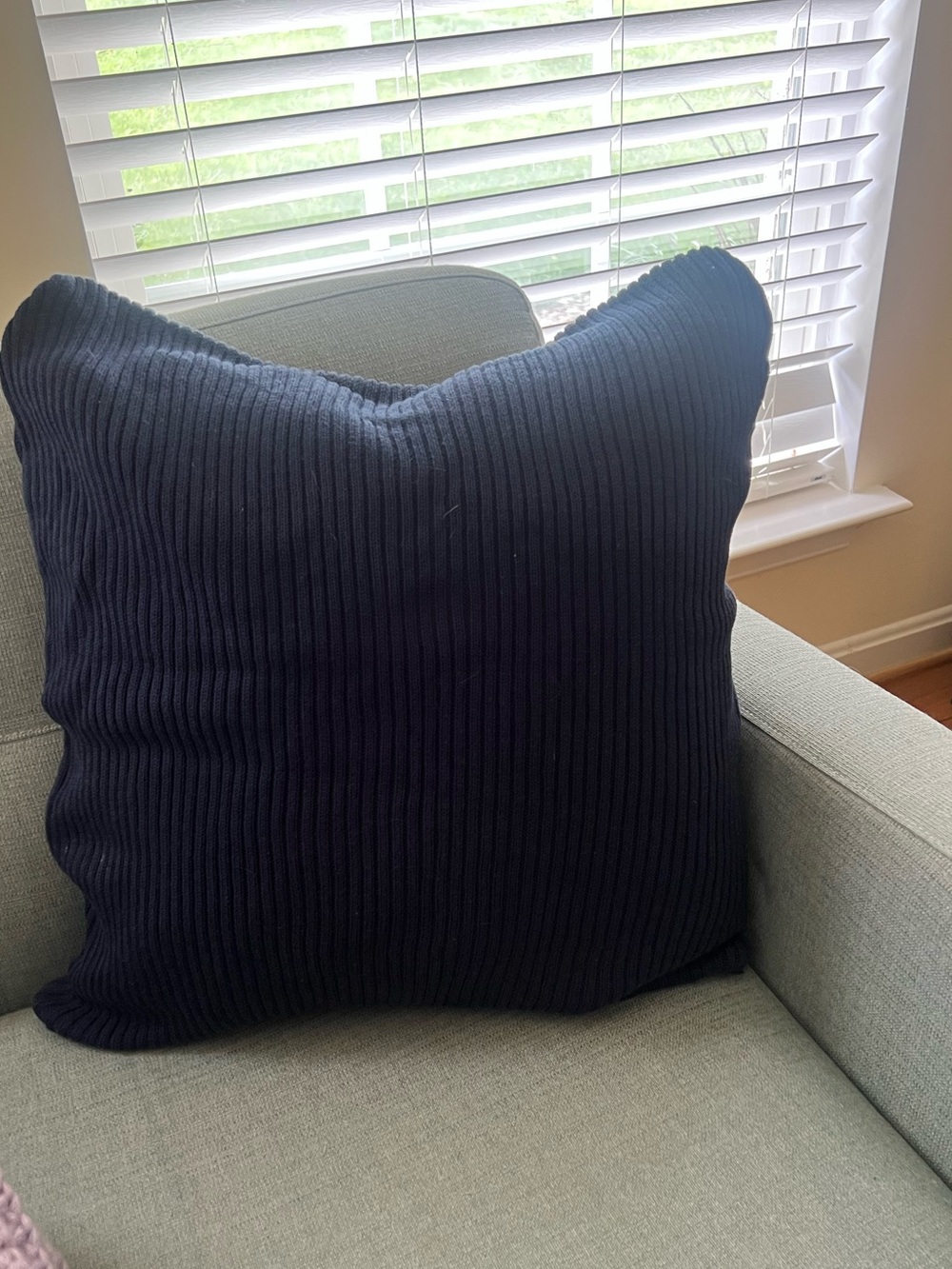 Navy blue Lauren Ralph Lauren ribbed knit pillow cover